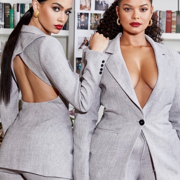 House of CB Roseau Grey Open Back Tailored Jacket - Picture 2 of 6